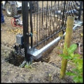 Closeup of gate installed in trench